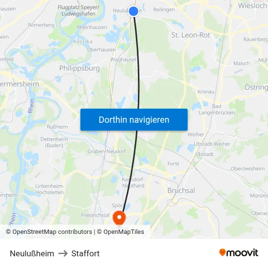 Neulußheim to Staffort map