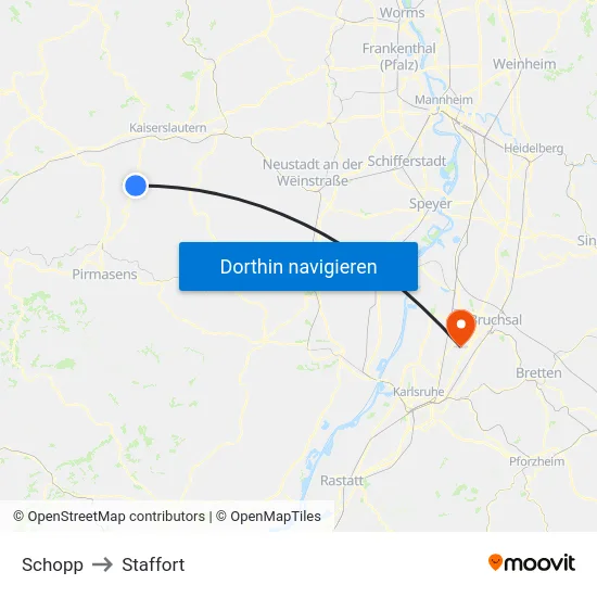 Schopp to Staffort map