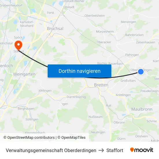 Verwaltungsgemeinschaft Oberderdingen to Staffort map