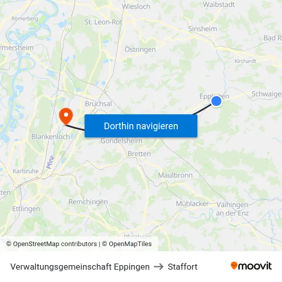 Verwaltungsgemeinschaft Eppingen to Staffort map