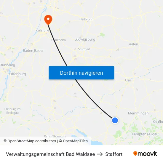 Verwaltungsgemeinschaft Bad Waldsee to Staffort map