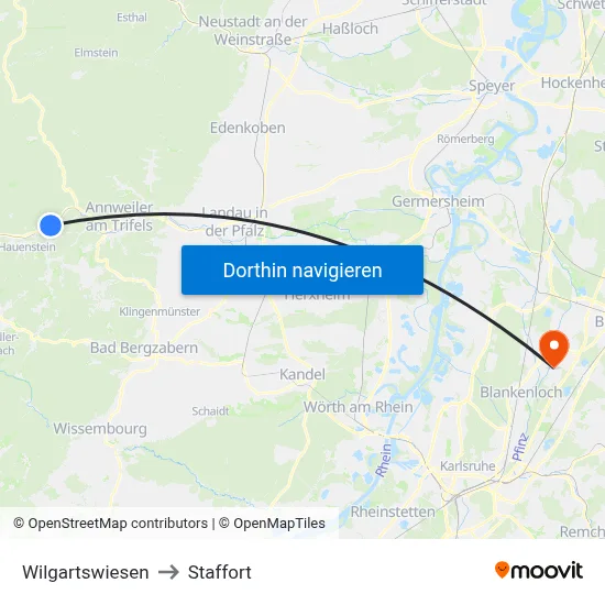 Wilgartswiesen to Staffort map