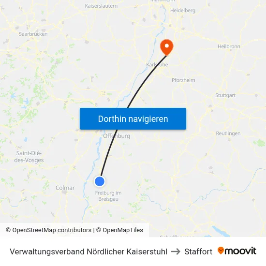 Verwaltungsverband Nördlicher Kaiserstuhl to Staffort map