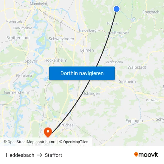 Heddesbach to Staffort map