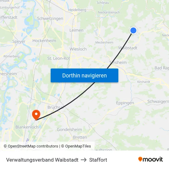 Verwaltungsverband Waibstadt to Staffort map
