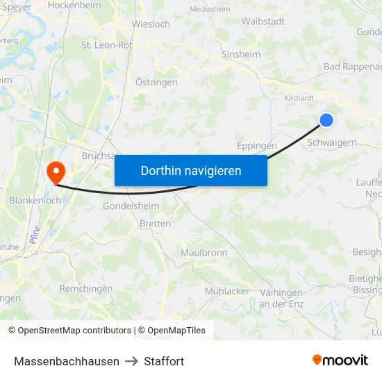 Massenbachhausen to Staffort map