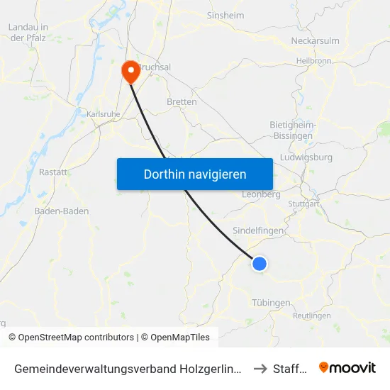 Gemeindeverwaltungsverband Holzgerlingen to Staffort map