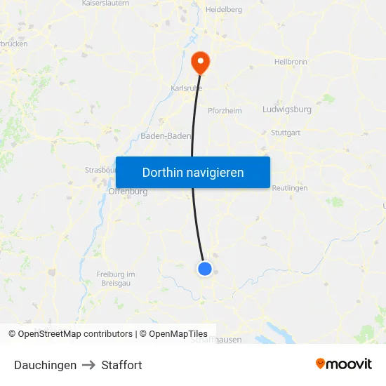 Dauchingen to Staffort map