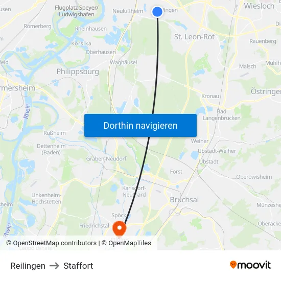 Reilingen to Staffort map