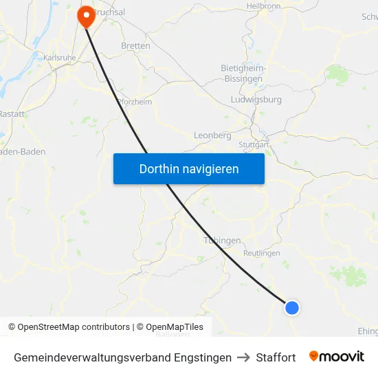 Gemeindeverwaltungsverband Engstingen to Staffort map