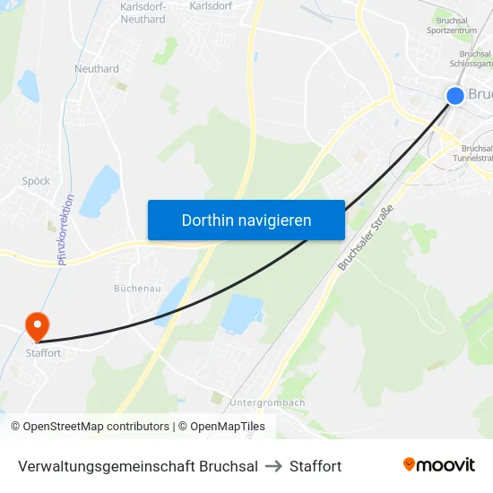 Verwaltungsgemeinschaft Bruchsal to Staffort map