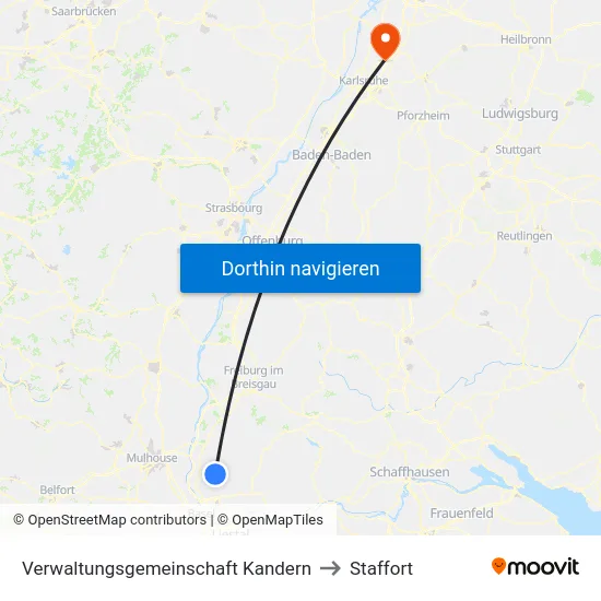 Verwaltungsgemeinschaft Kandern to Staffort map