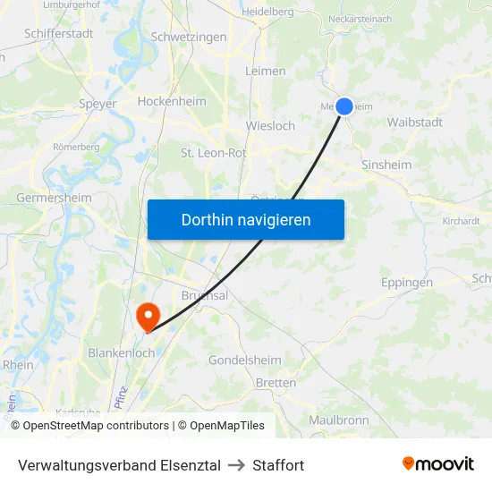 Verwaltungsverband Elsenztal to Staffort map