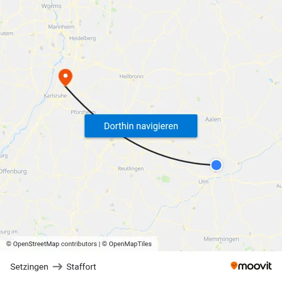 Setzingen to Staffort map