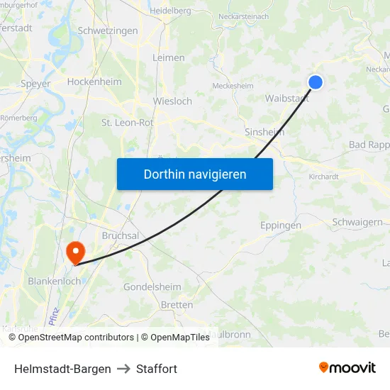 Helmstadt-Bargen to Staffort map