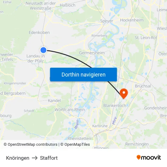 Knöringen to Staffort map