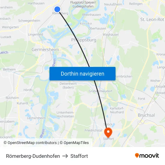 Römerberg-Dudenhofen to Staffort map