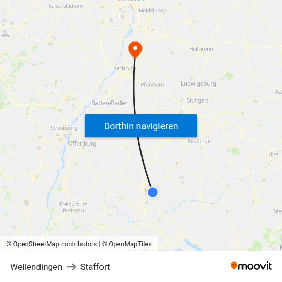 Wellendingen to Staffort map