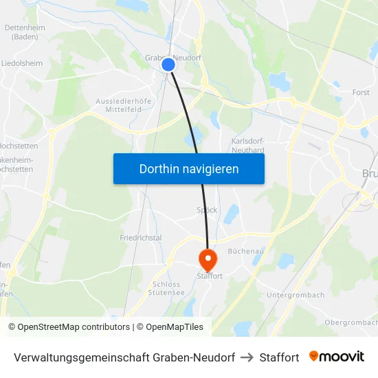 Verwaltungsgemeinschaft Graben-Neudorf to Staffort map
