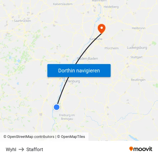 Wyhl to Staffort map