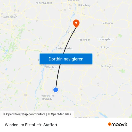 Winden Im Elztal to Staffort map