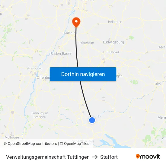 Verwaltungsgemeinschaft Tuttlingen to Staffort map