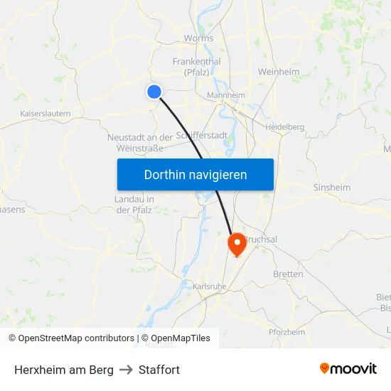 Herxheim am Berg to Staffort map
