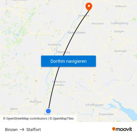 Binzen to Staffort map
