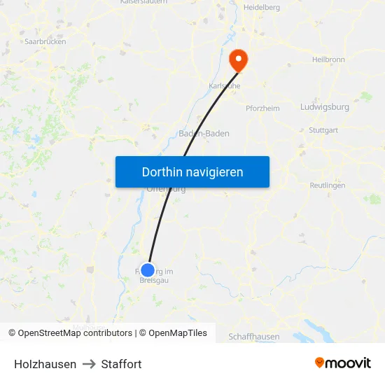 Holzhausen to Staffort map