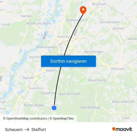 Scheuern to Staffort map