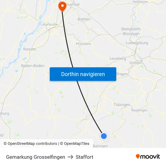 Gemarkung Grosselfingen to Staffort map