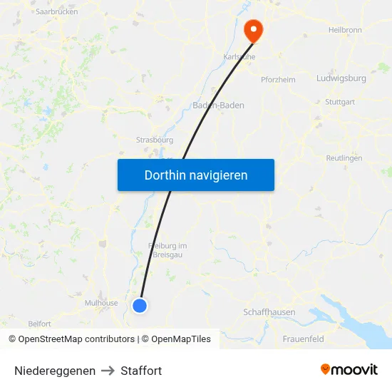 Niedereggenen to Staffort map