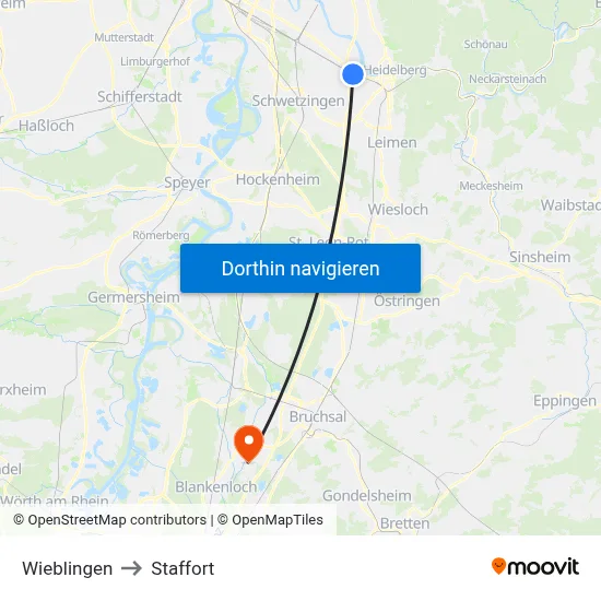 Wieblingen to Staffort map