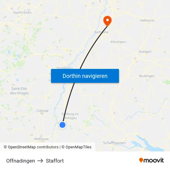 Offnadingen to Staffort map