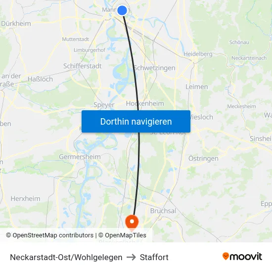 Neckarstadt-Ost/Wohlgelegen to Staffort map
