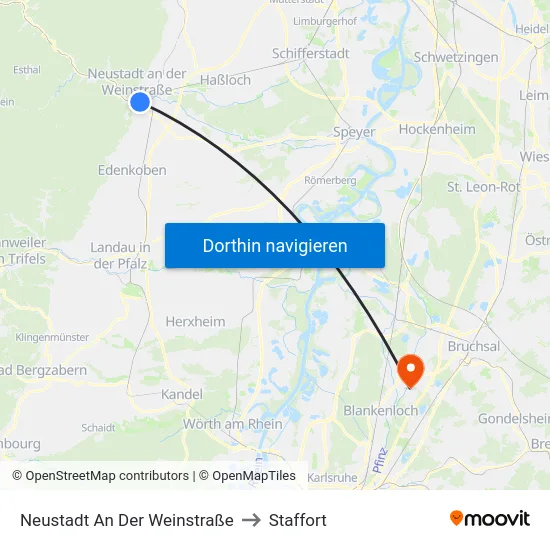 Neustadt An Der Weinstraße to Staffort map
