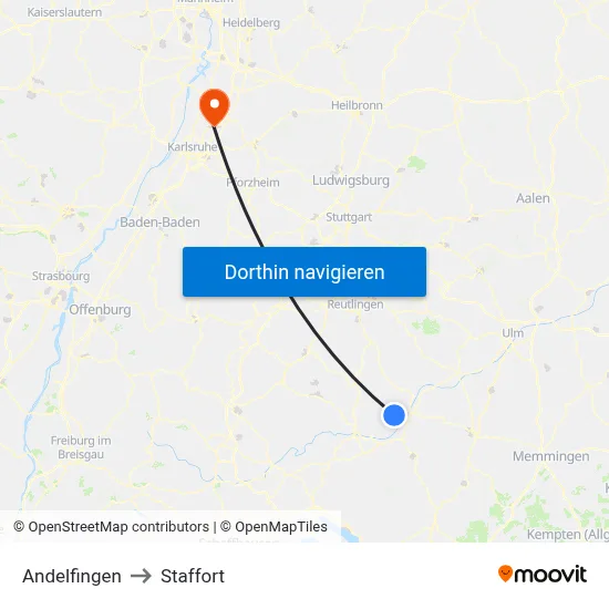 Andelfingen to Staffort map