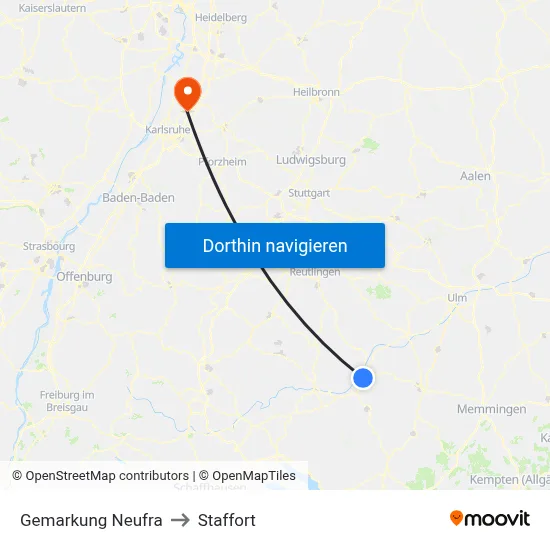 Gemarkung Neufra to Staffort map
