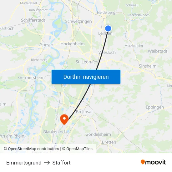 Emmertsgrund to Staffort map