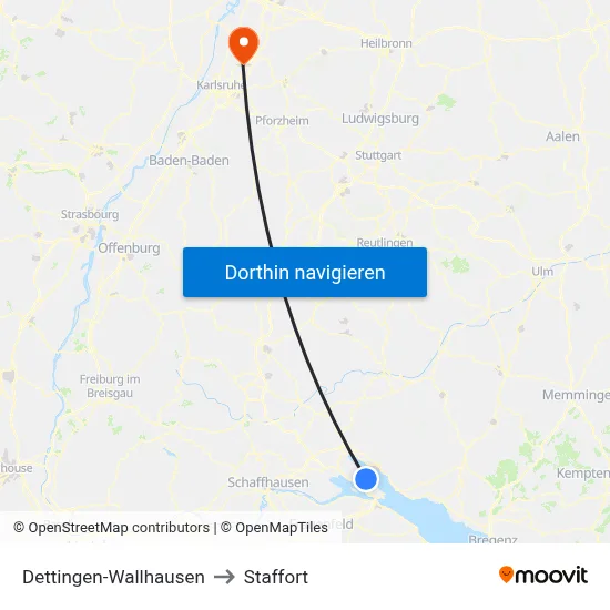 Dettingen-Wallhausen to Staffort map