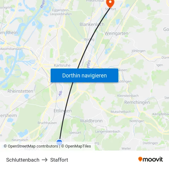 Schluttenbach to Staffort map