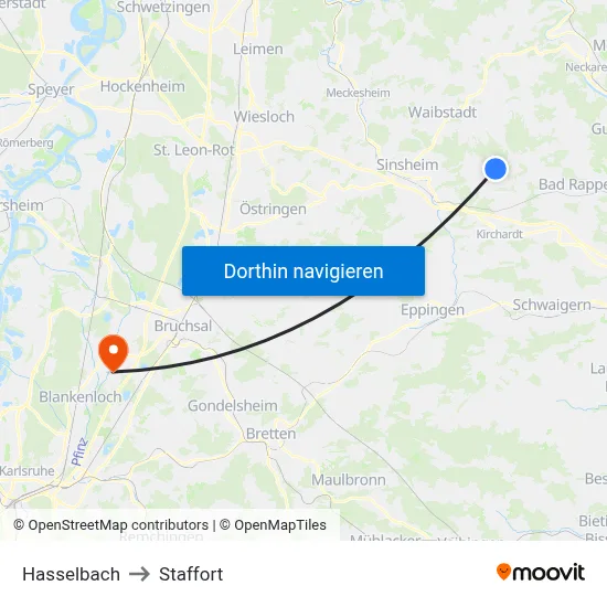 Hasselbach to Staffort map