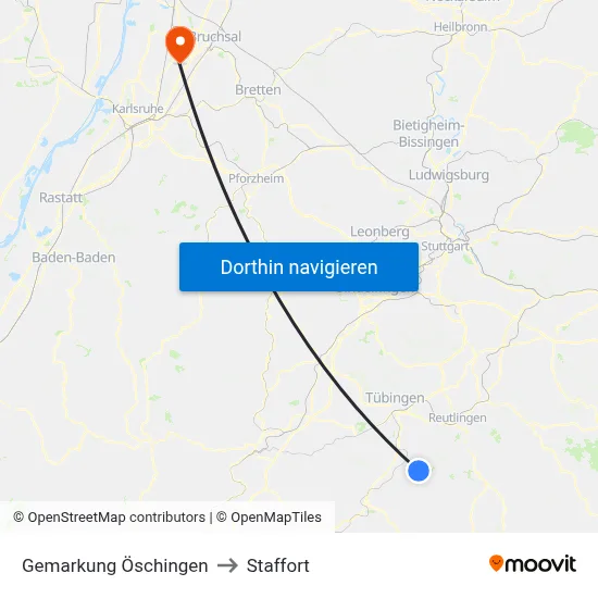 Gemarkung Öschingen to Staffort map