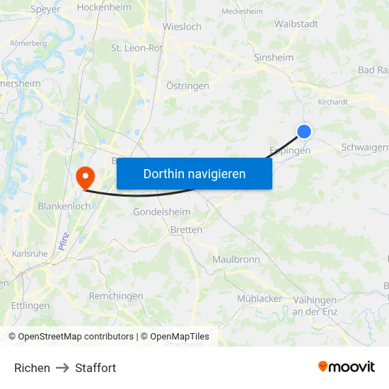 Richen to Staffort map