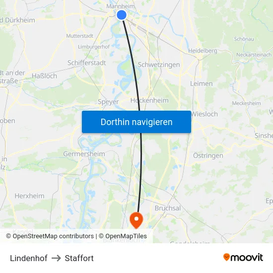 Lindenhof to Staffort map