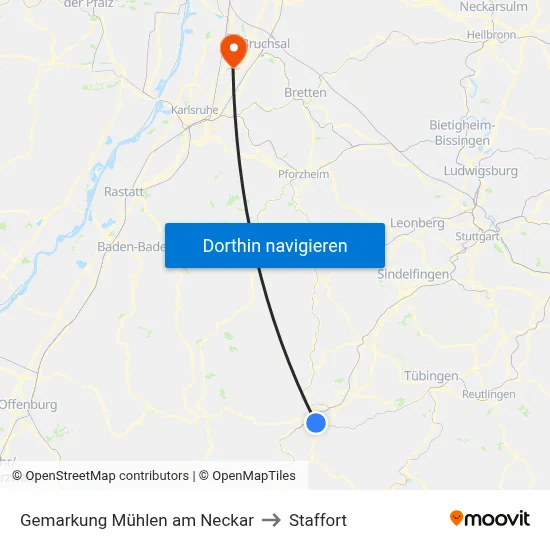 Gemarkung Mühlen am Neckar to Staffort map