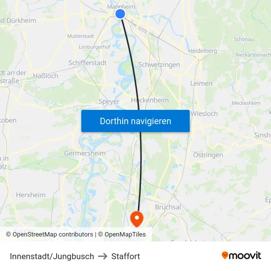 Innenstadt/Jungbusch to Staffort map
