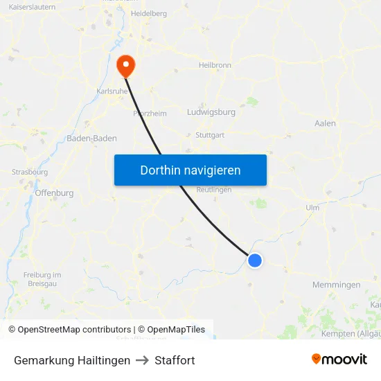 Gemarkung Hailtingen to Staffort map