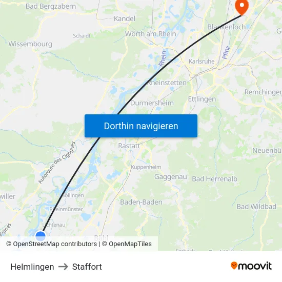 Helmlingen to Staffort map