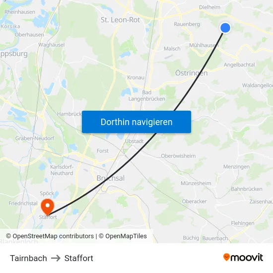 Tairnbach to Staffort map